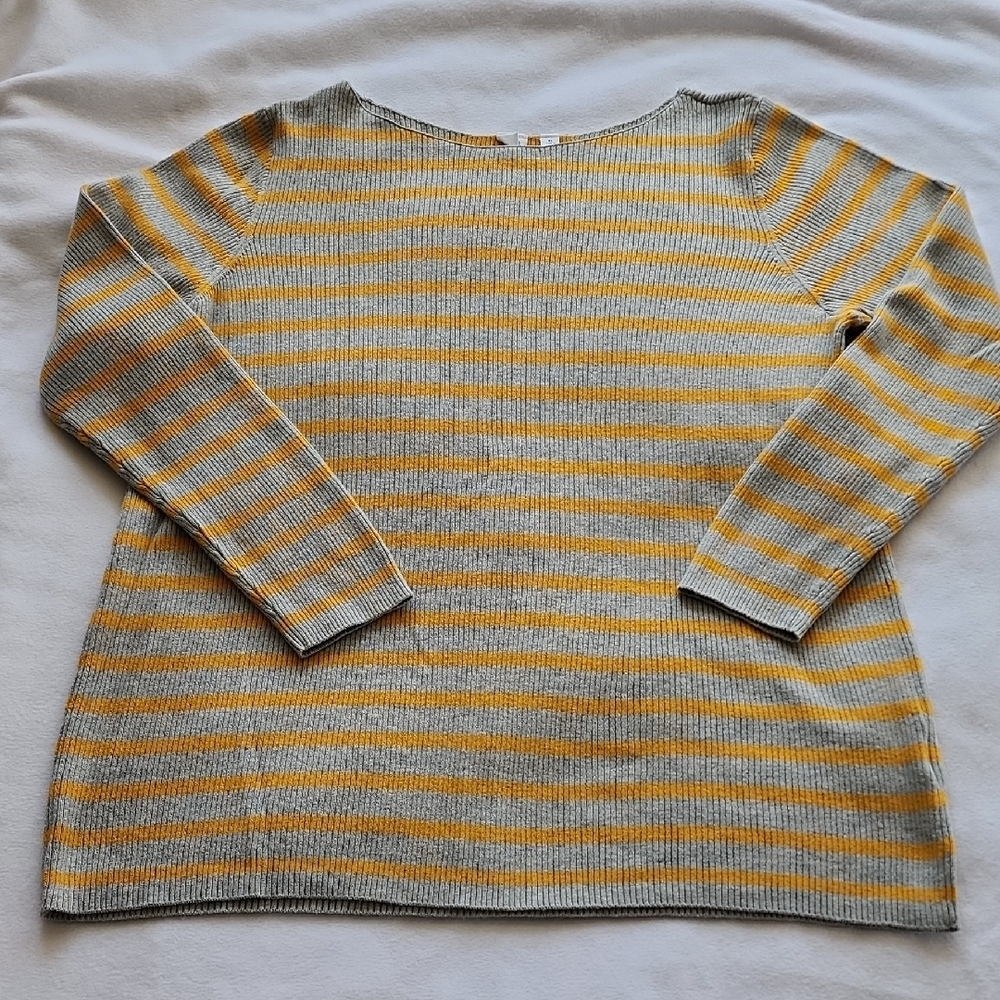 Striped Yellow and Gray Women's Sweater